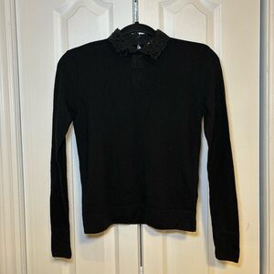 Club Monaco - Black Merino 100% Wool Lace Sweater in Size XS